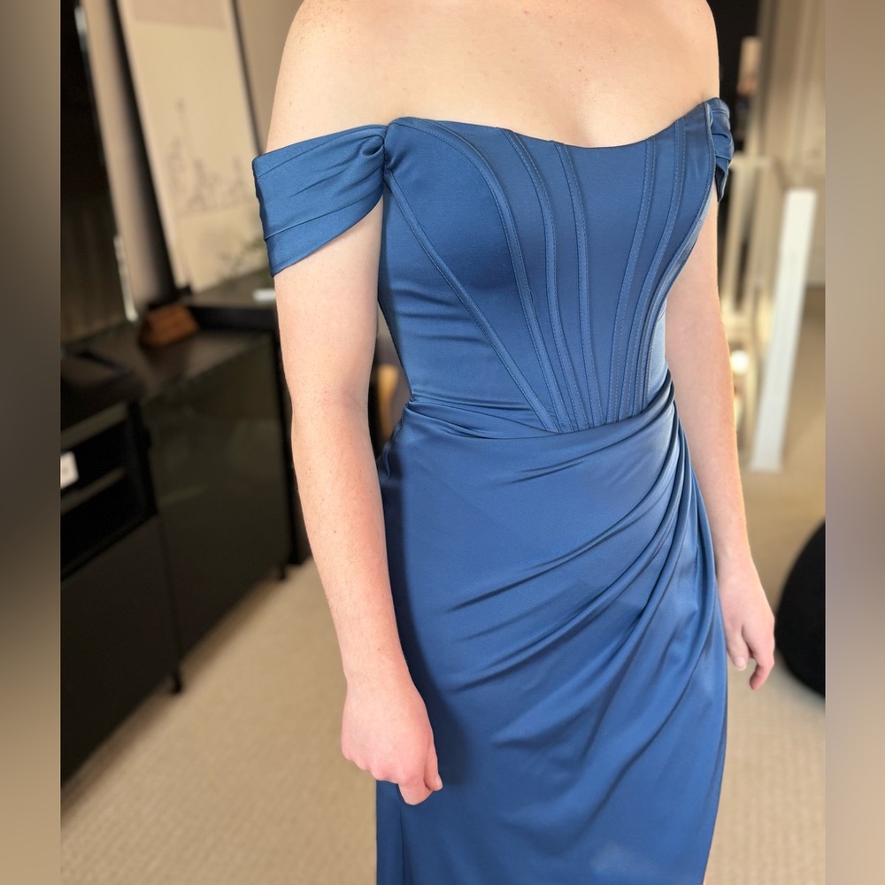 Graduation prom formal dress soft blue